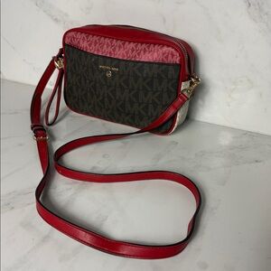 NWT Michael Kors Jet Set Large Metallic Signature Logo Crossbody Bag